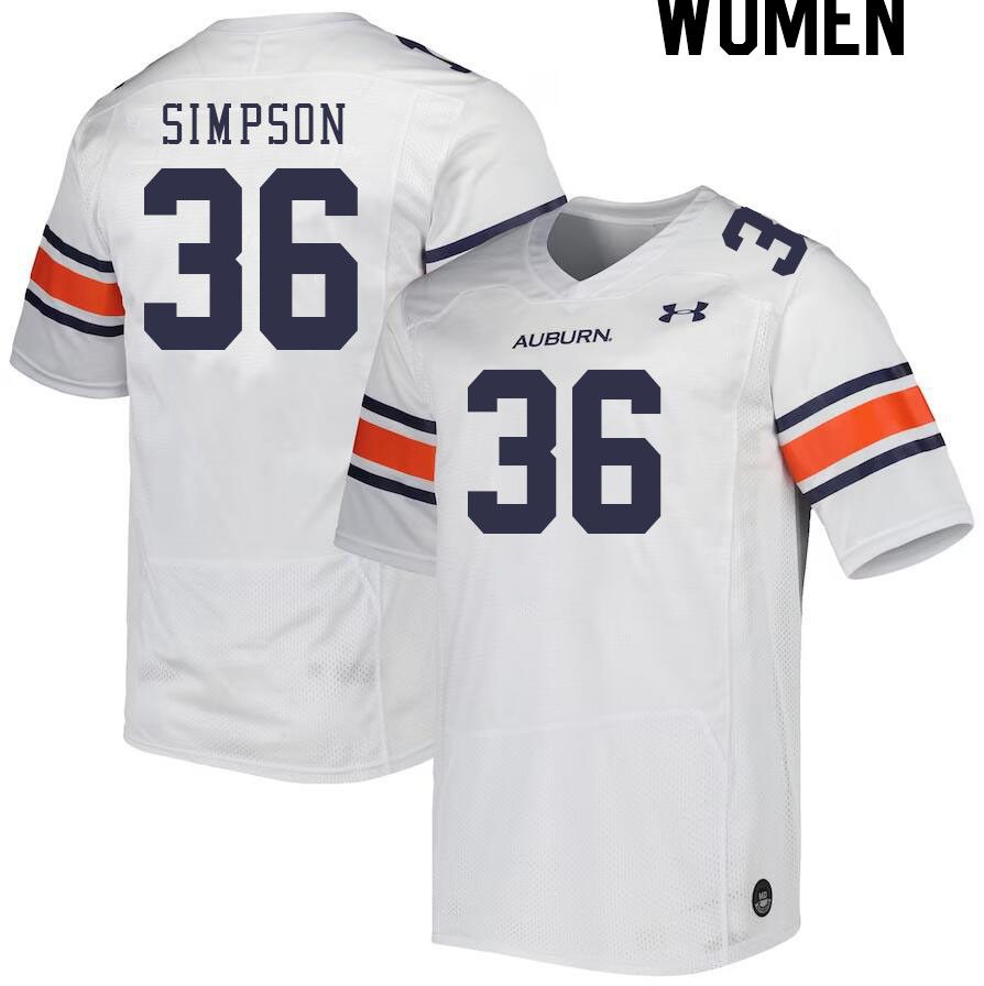 Women's Auburn Tigers #36 Jaylin Simpson White 2023 College Stitched Football Jersey